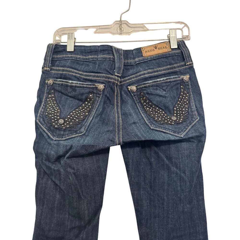 Sang Real Womens Dark Wash Bootcut Jeans Size 27 Cotton Blend Denim